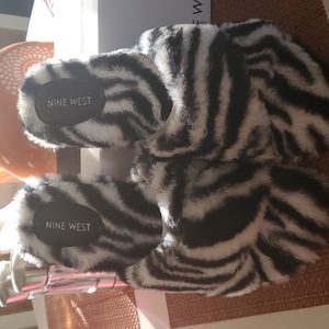 Nine West Zebra print slippers